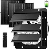 Solar Exhaust Fan with Battery & Dual Solar Panels for Greenhouse, Shed