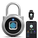 Keylesslife Fingerprint Padlock,Gym Locker Lock,Smart Padlock Bluetooth APP Control Biometric Lock for Gym Locker School Luggage Cabinet Fence Storage Silver