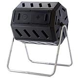 FCMP Outdoor IM4000 Dual Chamber Tumbling Composter Canadian-Made, 100% Recycled Resin - Outdoor Rotating Compost Tumbler Bin for Garden, Kitchen, and Yard Waste, Black (37 Gallon)