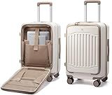 LOVEVOOK Carry On Luggage 22x14x9 Airline Approved, Expandable Hard Shell Suitcase with Spinner Wheels, USB Charging Port & Front Pocket, PC Hardside Rolling Luggage with TSA Lock for Travel