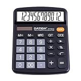 CATIGA 12 Digit Desk Calculator, Desktop Calculators with Large LCD Display & Big Buttons, Basic Simple 4 Function Solar Calculator, Dual Power Solar & Battery for School, Office & Home (CD-2786)