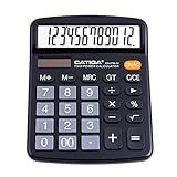 CATIGA 12 Digit Desk Calculator, Desktop Calculators with Large LCD Display & Big Buttons, Dual Power Solar & Battery, Standard Basic 4 Function Calculator for School, Office, Home