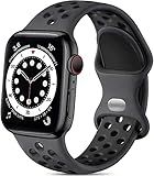 Lerobo Compatible for Apple Watch Band 44mm 45mm Series 10 11 46mm 42mm 49mm Men Women,Soft Silicone Breathable Sport Band Compatible for Apple Watch Ultra SE 3 2 for iWatch Series 9 8 7 6 5 4 3 Black