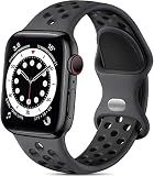 Lerobo Compatible with Apple Watch Band 44mm 45mm Series 10 11 46mm 42mm 49mm Men Women,Soft Silicone Breathable Sport Band Compatible for Apple Watch Ultra SE 3 2 for iWatch Series 9 8 7 6 5 4 3 Black