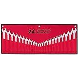 24-Piece All-Purpose Master Combination Wrench Set with Roll-up Pouch | SAE 1/4” to 1”, Metric 8mm to 24mm | Perfect for General Household, Garage, Auto Repairs, Car, Truck, Boat, and Travel Emergency