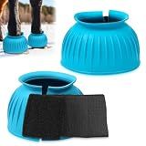 Abbylike Bell Boots for Horses 1 Pair/2 Pair Available, Protect Against Hoof Impact Trauma, Rubber Bell Boots Horse Care for Turnout, No Rub Design Wrap Hook and Loop(XL,Blue,1 Pair)