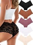 READY TO LOVE Sexy Women's Underwear Lace Shorts V Waist Breathable Cheeky Panties Boyshorts Underwear Women 5 Pack