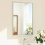 TETOTE Brushed Nickel Bathroom Mirror 20" x 30" Rectangle Beveled Frame Bathroom Vanity Mirror for Over Sink Brushed Nickel, Tempered Glass, Stronger Frame, Modern Farmhouse Bedroom, Entryway