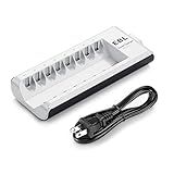 EBL AA AAA Battery Charger, 8-Bay Individual Charger for NiMH NiCD Rechargeable Batteries with AC Plug Fast Charging RC Battery Chargers