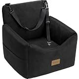 JOEJOY Dog Car Seats for Small Medium Dogs Under 35lbs, Dog Booster Seat with Detachable Washable Cover and Cushion, Memory Foam Pet Car Seat with Safety Belt and Storage Pockets (Black)