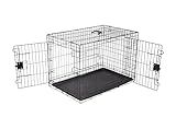 Amazon Basics - Durable, Foldable Metal Wire Dog Crate with Tray, Double Door, 36 x 23 x 25 in, Black