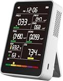 16-in-1 Indoor Air Quality Monitor, High-Precision Multi-Parameter Smart Air Quality Tester with HD Real-Time Color Screen, Portable Air Quality Monitor for Home, Office, Cars, Bedroom (Ivory White)