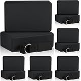 Meooeck 18 Pcs Yoga Blocks and Strap Set Include 12 EVA Foam Yoga Blocks Bulk 9"x6"x3" with 6 Adjustable 8 ft Straps D Ring Non Slip Props for Stretching Pilates Workout Studio Home Gym(Black)