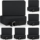 Meooeck 18 Pcs Yoga Blocks and Strap Set Include 12 EVA Foam Yoga Blocks Bulk 9"x6"x3" with 6 Adjustable 8 ft Straps D Ring Non Slip Props for Stretching Pilates Workout Studio Home Gym(Black)