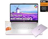 HP 14 Ultra-Light Laptop for Student & Home (14" LED, 1-Year Office 365, Intel 4-Core N150 (>N4120), 4GB RAM, 256GB Storage (128GB+128GB)), Long Battery Life, Fast Charge, Webcam, Win 11 S, Lavender