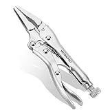 WORKPRO 4-1/2 inch Mini Long Nose Locking Pliers, Chromium-Vanadium Steel Locking Pliers, Locking Adjustable Vise Grips for Clamping Twisting Welding