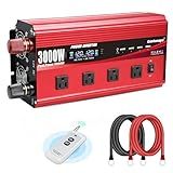 Cantonape 3000W Power Inverter 12V to 110V/120V DC to AC with LCD Display, Remote Controller 4 x AC Outlets and 4 x 3.1A USB Car Adapter for Car Truck Boat RV Solar System