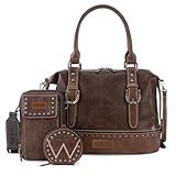 Wrangler 3Pcs Doctor Bag Set for Women, Top Handle Satchel Purse Barrel Handbags Cell Phone Purse Leather Hobo Bags WG48S-S5110CF