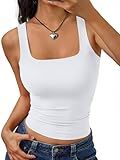 Trendy Queen Womens Double Lined Tank Tops Crop Tops Summer Fashion Clothing 2026 White L