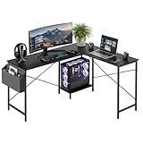 Sagenest L Shaped Desk, 50 Inch Reversible Computer Desk Corner Gaming Table with CPU Stand & Storage Bag, Sturdy Metal Frame PC Workstation for Home Office