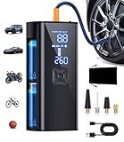 GJOSYOI Tire Inflator Portable Air Compressor, 2X Faster 150PSI Cordless Air Pump with LED Light and Digital Pressure Gauge for Car, Bike, Motorcycles and Sports Ball