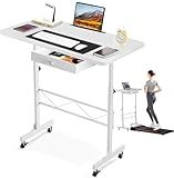GTRACING Small Standing Desk Adjustable Height Small Computer Desk Mobile Portable Rolling Laptop Table with Wheels 32" Computer Workstation Sit Stand Desks Portable Standing Table Treadmill desks