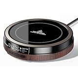 Coffee Mug Warmer for Desk, 50W Fast Heating Cup Warmer with Smart Display, 4 Temps & 12H Timer, Auto Shut Off for Tea, Milk, Hot Drinks - Dark Wood Effect
