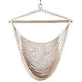 Lazy Daze Hammocks Chair Caribbean Hanging Rope Weaving Chair with 40" Hardwood Spreader Bar and Soft-Spun Cotton Rope for Indoor/Outdoor Backyard & Living Room, Max 300 LBS, Natural