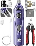 Dog Nail Grinder with 2 LED Lights Powerful 2 Speeds Super Quiet Dog Nail Trimmers with 3 Grinding Wheels Rechargeable Pet Dog Nail Clippers for Large Medium Puppy Dogs Dog Nail File Cat Nail Clipper