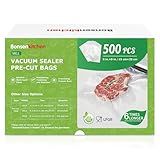 Bonsenkitchen Precut Vacuum Sealer Bags, 500 Pint 6" x 9" Food Sealer Bags,Commercial Grade, BPA Free, Heavy Duty, Customized Size Vacuum Bags for Vac Storage, Meal Prep or Sous Vide Cooking, VB11