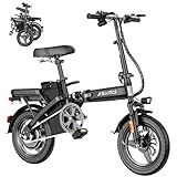RPINT Foldable Electric Bike for Adults and Teens, 740W Peak Motor E-Bike with 30-60 Miles PAS Range, 48V 10AH Removable Battery, 14" Folding Mini Ebike with 20MPH, Electric Bicycle for Commute