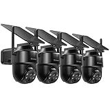 GALAYOU 2K Security Cameras Wireless Outdoor-360° PTZ Cameras for Home Security with Solar Panel/Battery Powered, Night Vision, Two-Way Audio, PIR Sensor, Works with Alexa, R1 4P Black (2.4Ghz Only)