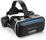 VR Headset, for Smartphones, VR Head Mount Display, Headphone Included, for Smartphones, 3D Glasses, Aspherical Optical Lens, VR Videos, One-Click Reception, 120° Viewing Angle, 1080P,