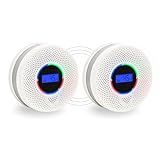 10-Year Battery Wireless Interconnected Smoke and Carbon Monoxide Detector, Smart Interlink Smoke CO Alarm with Digital Display, Fire and CO Combo Alarm for Home (2 Pack)