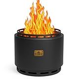 18" Smokeless Fire Pit with Removable Ash Pan, Fire Poker & Carry Bag - Portable Outdoor Fire Pit - Cast Iron - Wood Burning Lightweight Fireplace, Ideal for 4-6 People, 25 lbs
