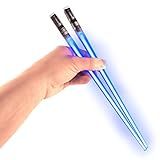 Lightsaber Chopsticks Light Up - LED Glowing Light Saber Star Wars Chop Sticks - Reusable Sushi Lightup Sabers Chopstick Set Of 1 Blue Pair