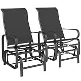 Outsunny Outdoor Glider Chair Set of 2, Gliders for Outside Patio with Smooth Rocking Mechanism and Lightweight Construction for Backyard, Black