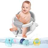 Inaya Baby Bath Seat for Babies 6 Months & Up, Non-Slip, Safe and Comfortable Bathub Chair for Sitting-Up, Ideal Open Design – Essential Bath Time Support (Grey)