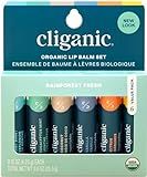 Cliganic Organic Lip Balm Set, 6 Flavors, 100% Natural for Dry Cracked Lips