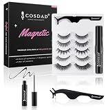 Magnetic Eyelashes Kit with Eyeliner, 5 Pairs, Upgraded 10-Magnet Magnetic Lashes, Waterproof & Sweat-Proof, 24H Hold, Natural Volume False Lashes, Reusable with Applicator