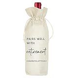 Socive Retirement Wine Bag, Retired Gifts Wine Bags, Pairs Well With Retirement, Gift for Him or Her, Leaving Gift for Colleagues Best Friends Coworkers Boss Nurse Teachers