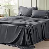 Bedsure Queen Sheet Set - 4 Pieces Soft Queen Size Sheets - Breathable & Cooling - Hotel Luxury - Easy Care Polyester Microfiber Bedding for Women, Men, Dark Grey
