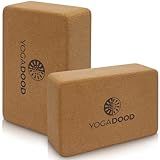 YOGA DOOD Premium Cork Yoga Blocks 2 Pack - Superior Grip & Stability for Enhanced Alignment - Eco-Friendly Biodegradable