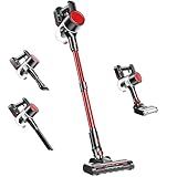OLIXIS Cordless Vacuum Cleaner with Flexible Steering & Extendable Pole,3 Brush Heads, Lightweight Wireless Rechargeable Upright Vacuum with LED Light & Wall Mount for Hardwood Floors & Carpet