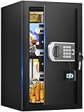 3.2 Cuft Safe Box, Home Safes Water and Fireproof, Security Digital Safes Box with Electronic Keypad Spare Key, Smart Alert, Mute Mode, Anti-Theft Fireproof Safe for Document Money Valuable