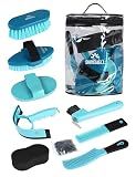Shinewell Horse Grooming Kit, Complete Horse Brush Set, Equine Grooming Tools for Shedding & Daily Care Blue