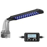 NICREW Marine Clip on Aquarium Light, Saltwater Fish Tank Light for Coral Reef Tanks with LCD Timer, 2 Lighting Modes