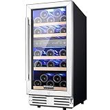 BODEGA 15 Inch Wine Cooler, Dual Zone Wine Fridge with Double-Layer Glass Door, wine cooler refrigerator with Digital Temperature Control and Temperature Memory, 30 Bottles wine cooler for home.
