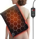 InVarme Far Infrared Heating Pad: 2X Carbon Fiber 3X Deeper Heat for Back Neck Shoulders Pain & Period Cramps – Graphene 3S Fast Heat – Soft Warm Plush Fabric for Women with 4H Auto Off– 12" x 24"