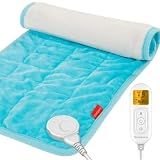 Comfytemp Weighted Heating Pad for Period & Back, 2.2lb Extra Large Heated Pad, 12" x 24" XL Electric Heat Pad with 9 Heat Level & 11 timers auto-Off for Neck Shoulder Leg Knee Abdomen, Blue